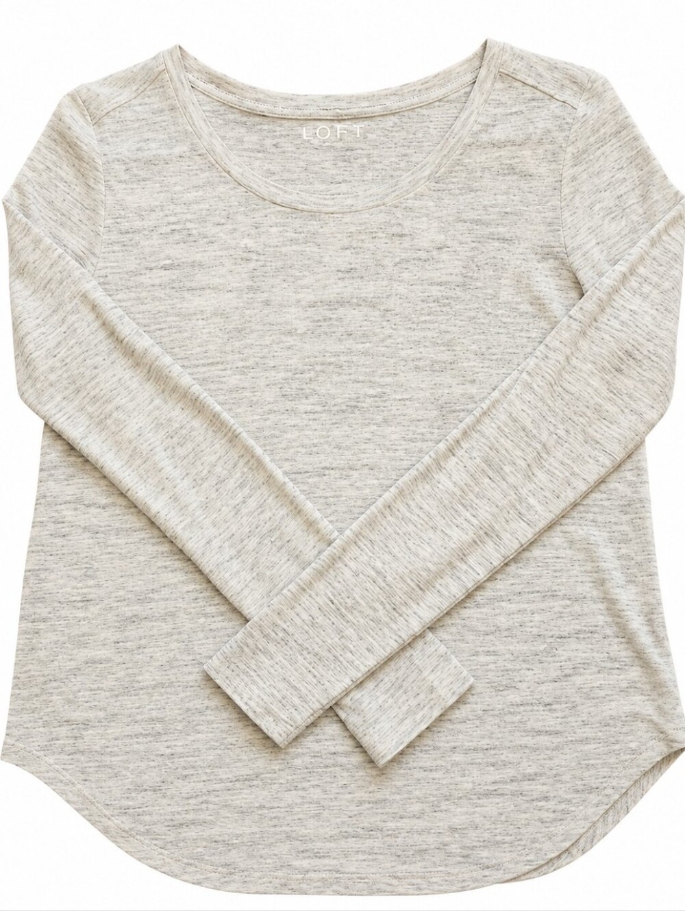 LOFT Women's Top Shirt Tee Long Sleeve Heathered Gray Size M
